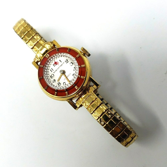 Vintage Red & Gold Stretchy Watch